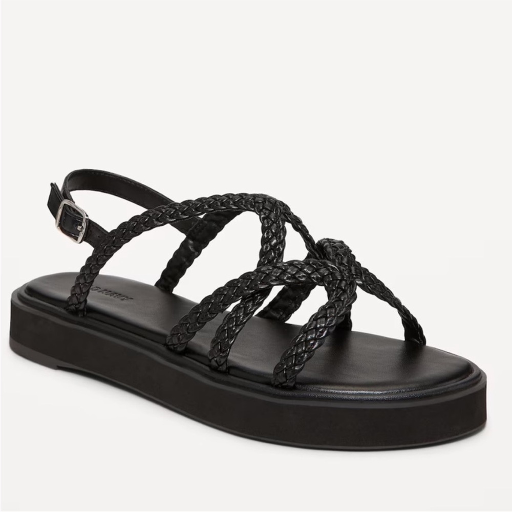 Braided Strappy Black Platform Sandals Women’s Size 7